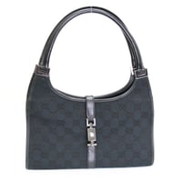 GUCCI Small Jackie Bardot Hobo Bag GG Canvas Leather Black #75231