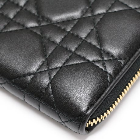 Christian Dior Voyage Wallet Cannage Leather Black #75057