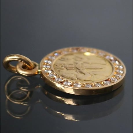 Chrome Hearts 22K Angel Medal Pendant Charm with Pavé Diamonds  #102127