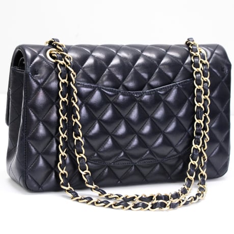 CHANEL Classic 25 Medium Double Flap Bag Quilted Lambskin Navy #74954