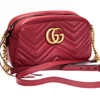 GUCCI GG Marmont Camera Bag Quilted Leather Red #73812