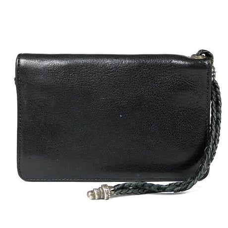 Chrome Hearts 2 Zip Cross Button Wallet With Strap Black #101994