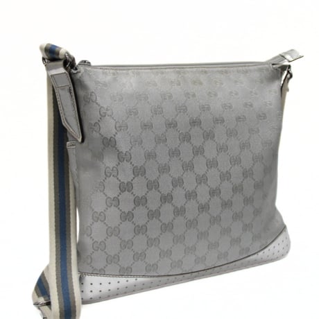 GUCCI Crossbody Shoulder Bag GG Canvas Silver #74470