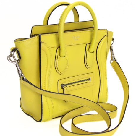 CELINE Nano Luggage Handbag Leather Yellow #74288