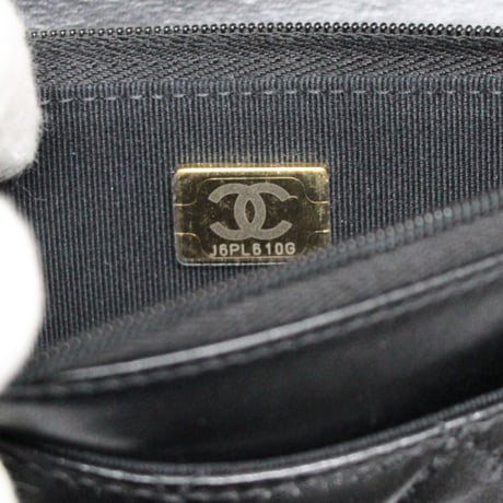 CHANEL Top Handle Flap Wallet on Chain Quilted Lambskin Black #74834