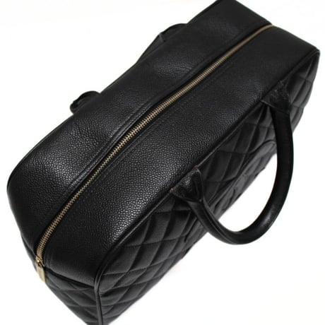 CHANEL Timeless CC Bowling Bag Quilted Caviar Black #74979