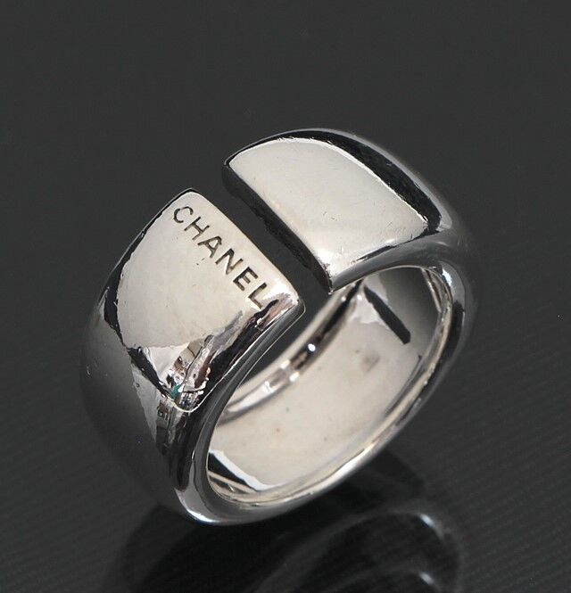 CHANEL Logo Ring Sterling Silver 925 Size 12 (JP) / 6 1/4 (US) #62720