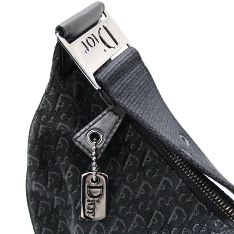 Christian Dior Street Chic Half Moon Hobo Bag Canvas Leather Black #74714