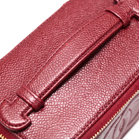 CHANEL CC Logo Mini Vanity Bag Caviar Red #75286