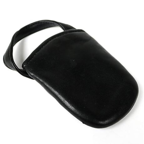 Chrome Hearts Black Leather Cross Patch Phone Pouch #30983