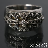 CHROME HEARTS Floral Cross Ring Diamond & Black Diamonds #31134