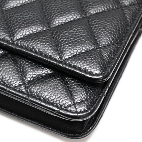 CHANEL Wallet on Chain Bag Quilted Caviar Black #75199