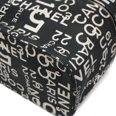 CHANEL By The Sea Line Logo Vanity Bag Canvas Black #72784