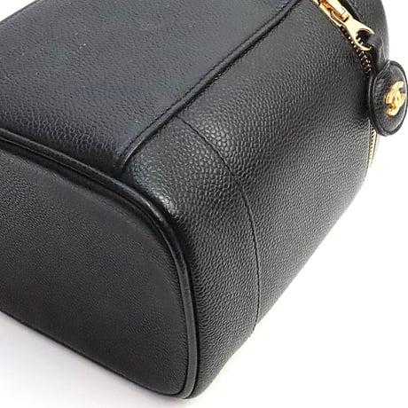 CHANEL CC Logo Vanity Bag Caviar Black #19155