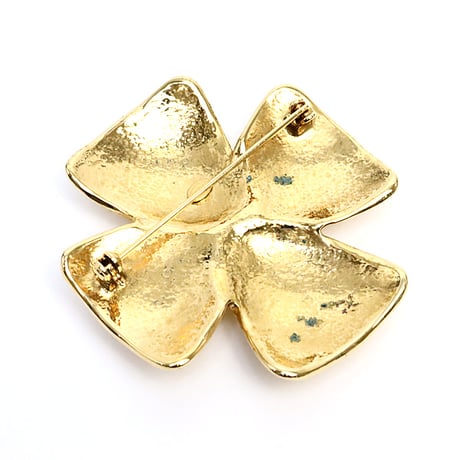CHANEL CC Logo Clover Brooch Gold-toned 97P #18247