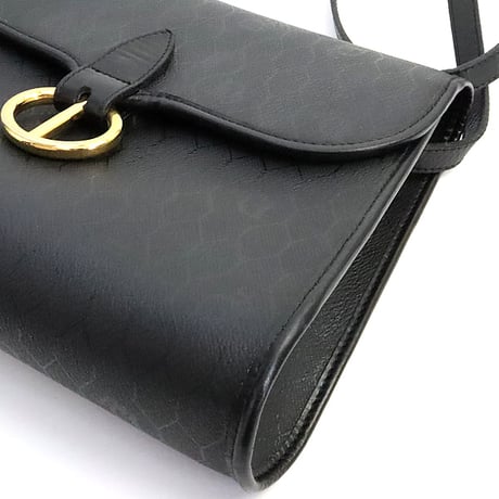 Christian Dior Flap Shoulder Bag Honeycomb Canvas Black #74744