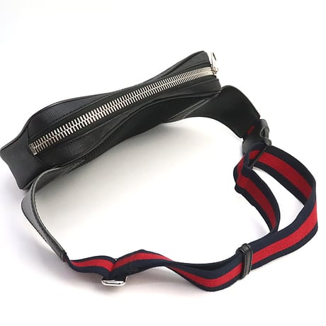 GUCCI Belt Bag GG Supreme Canvas Leather Black #18688
