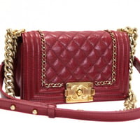 CHANEL Small Jacket Boy Flap Bag Quilted Aged Calfskin Red ＃73465