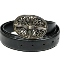 Chrome Hearts Classic Oval Cross Buckle Belt Strap Set #103566
