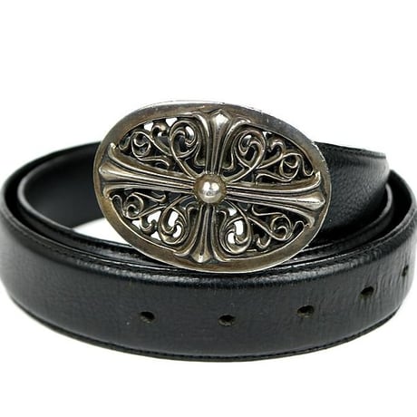 Chrome Hearts Classic Oval Cross Buckle Belt Strap Set #103566