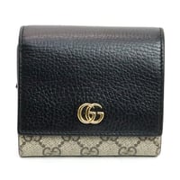 GUCCI GG Marmont Flap Wallet GG Canvas Leather Beige Black #18507