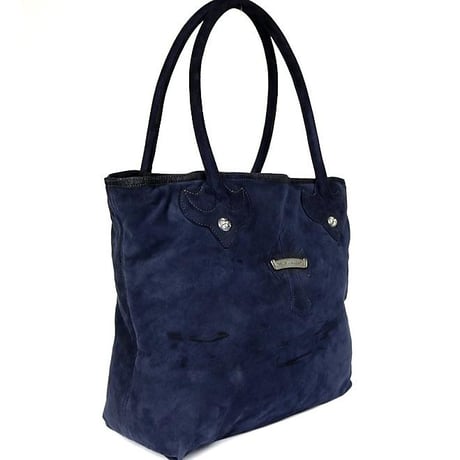 Chrome Hearts FS Tote Bag Crossball Scroll Label Nubuck Navy #30294