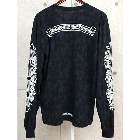 Chrome Hearts CH Cross Print Floral Cross Horseshoe Long-Sleeve T-Shirt #103393