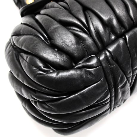 Miu Miu Matelasse Handbag Leather Black #74971