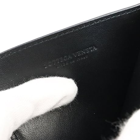BOTTEGA VENETA Coin & Card Holder Intrecciato Leather Black # 18806
