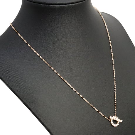 HERMES Finesse Pendant Necklace 18K Pink Gold Diamond #18607