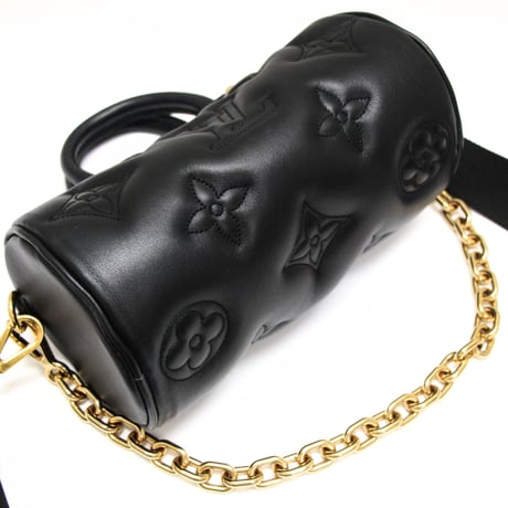 Louis Vuitton Papillon BB Handbag Bubblegram Calf Leather Black M59800 #74093