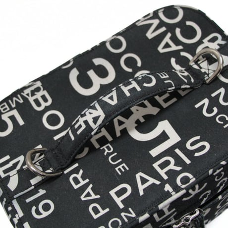 CHANEL By The Sea Line Logo Vanity Bag Canvas Black #72784