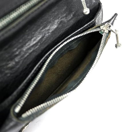 Chrome Hearts 2 Zip Cross Button Wallet With Strap Black #101994