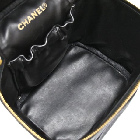 CHANEL CC Logo Vanity Bag Caviar Black #74781