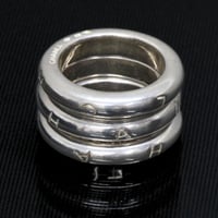 CHANEL CC Logo 3-Row Band Ring Sterling Silver 925 #74361