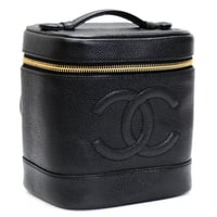 CHANEL CC Logo Vanity Bag Caviar Black #74781