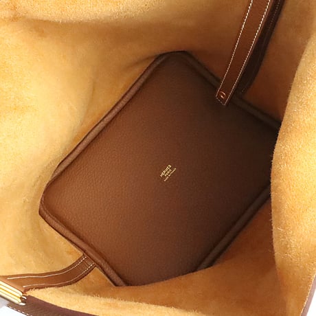 HERMES Picotin Lock MM Handbag Taurillon Clemence Leather Gold #19242