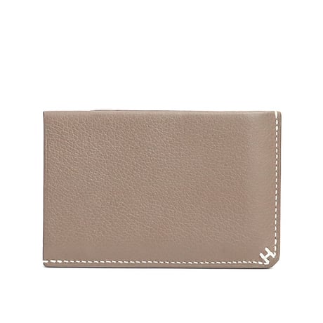 HERMES H Sellier Card Holder Evercolor Leather Etoupe #18813