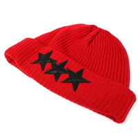 Chrome Hearts Brand-New 3-Star Patch Cashmere Beanie Red #101971