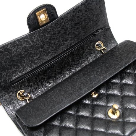 CHANEL Classic 25 Medium Double Flap Bag Quilted Caviar Black ＃73145