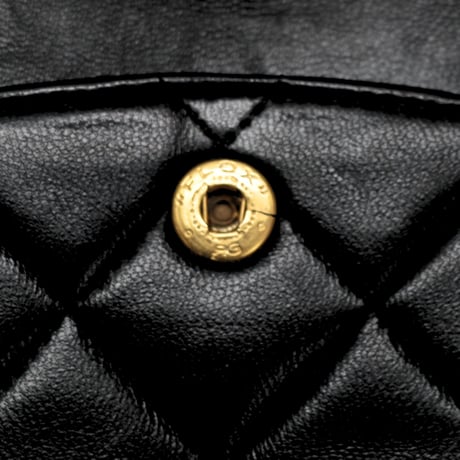 CHANEL Classic 25 Medium Double Flap Bag Quilted Lambskin Black ＃74606