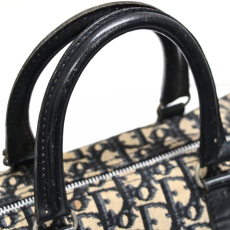 Christian Dior Mini Boston Bag Oblique Canvas Navy #74808