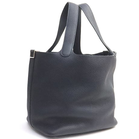 HERMES Picotin Lock MM Handbag Taurillon Clemence Leather Blue Nuit #19218