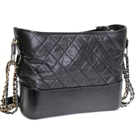 CHANEL Medium Gabrielle Hobo Bag Quilted Aged Calfskin Black #73879