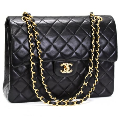 CHANEL Square 25 Flap Bag Quilted Lambskin Black ＃74962