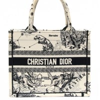 Christian Dior Small Book Tote Bag Toile de Jouy Embroidery Canvas Ivory #75181