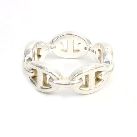 HERMES Chaine d'Ancre Enchainee Ring PM Sterling Silver 925 #19246