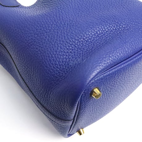HERMES Picotin Lock PM Handbag Taurillon Clemence Leather Blue Electric #19088