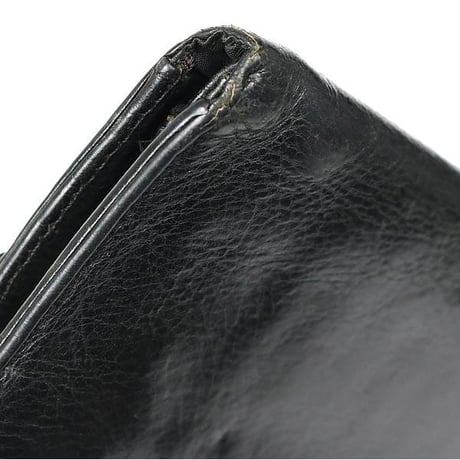 Chrome Hearts Wave Wallet Cross Button Black Heavy Leather #103185