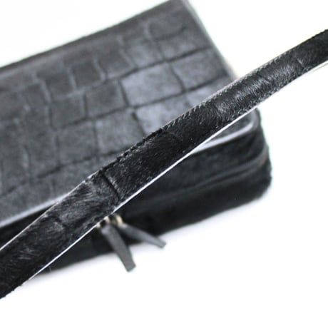 GUCCI Shoulder Bag Embossed Pony Hair Black #74613